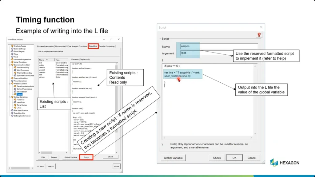 Slide depicting the use of USRPOS for timing function scripts.