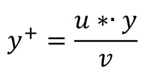 Mathematical equation: y plus equals u times y divided by v. What is y+?.